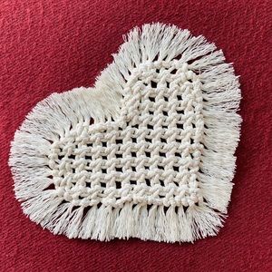 Handmade 100% Cotton Heart Macrame Coaster